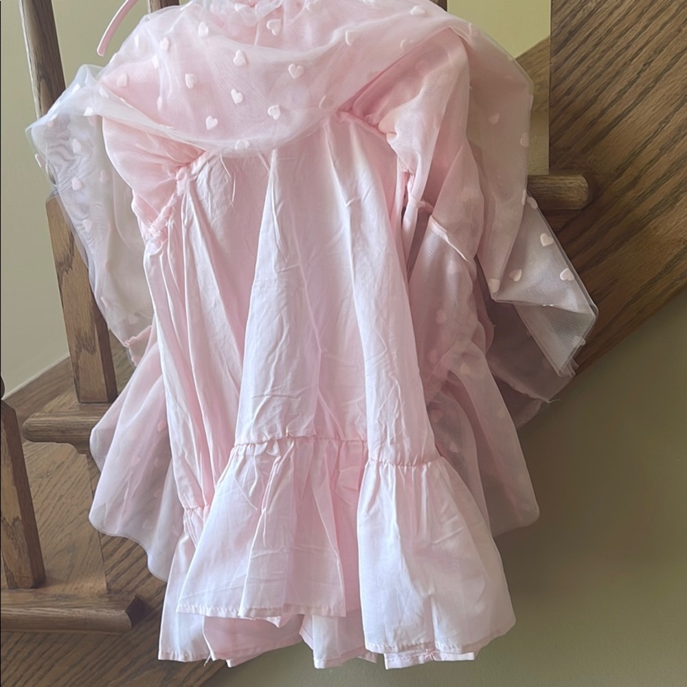 NWT Isaac Mizrahi Pink & White Ruffled Tiered Babydoll Dress w Headband 3T - Picture 9 of 9